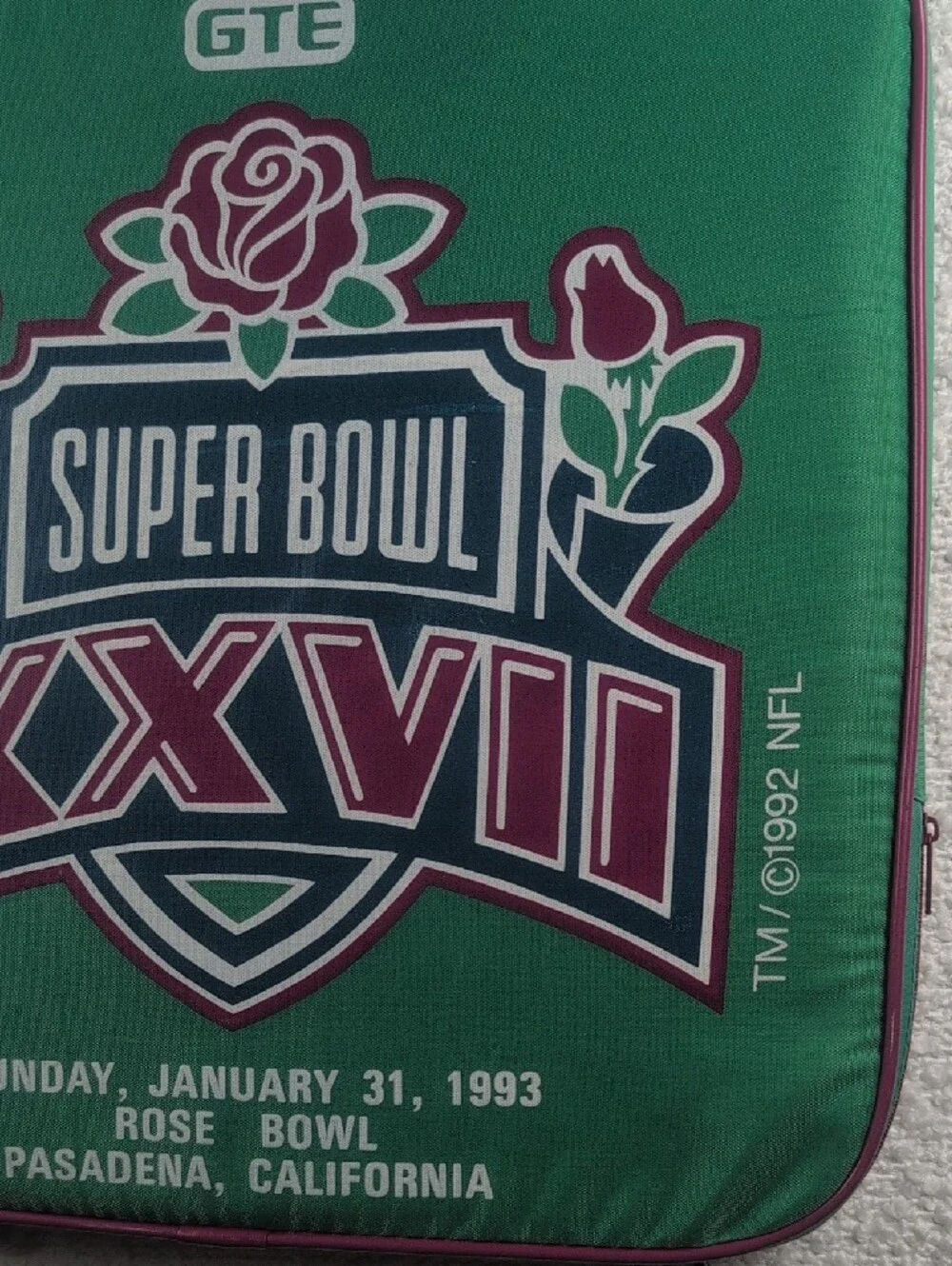 Super Bowl XXVII Green Decorative Cushion Cover w Bag